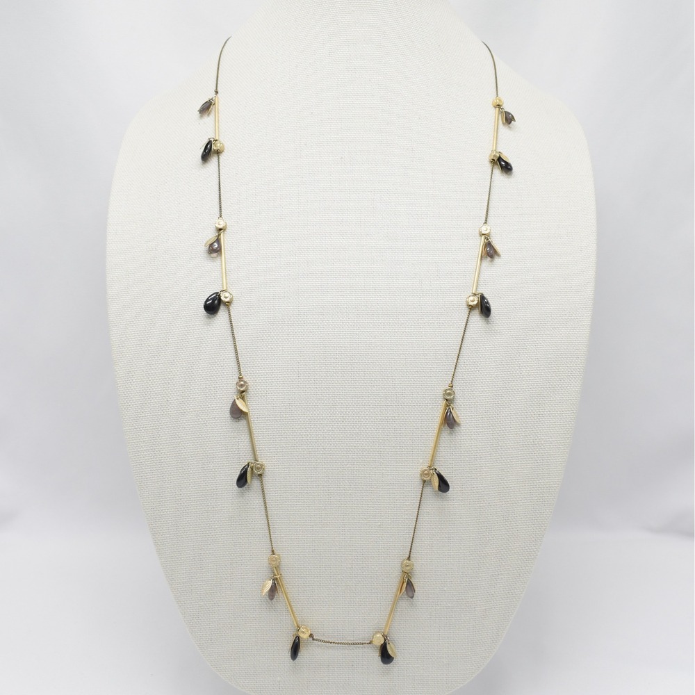Boho Leaf Teardrop Long Necklace Gold Black Gray Nature Charm Fall Jewelry Y2K